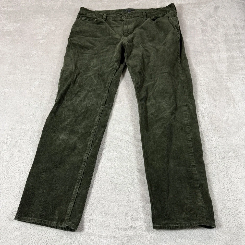 Banana Republic Mens 38x32 Travel Slim Fit Green Corduroy Pants Chino Preppy
